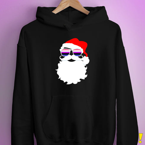 Santa Claus Genderfluid Pride Flag Sunglasses Hoodie - Black